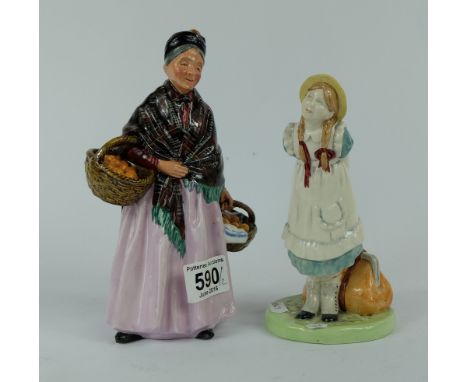 Royal Doulton lady figures Pollyanna HN2965 and Orange Lady HN1759 (both seconds) (2)