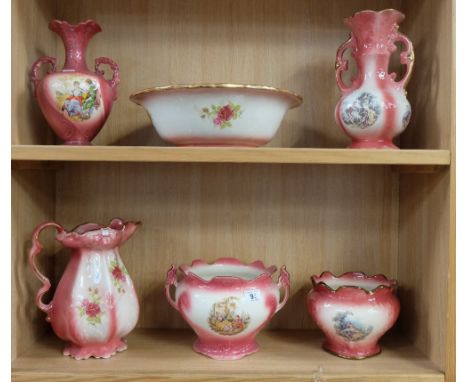 A collection of Empress ironstone decorative vases, jugs, and basin (6)