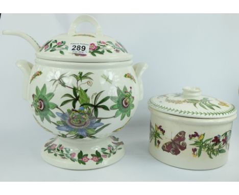 Portmeirion large soup bowl and ladle together with similar casserole dish (2)