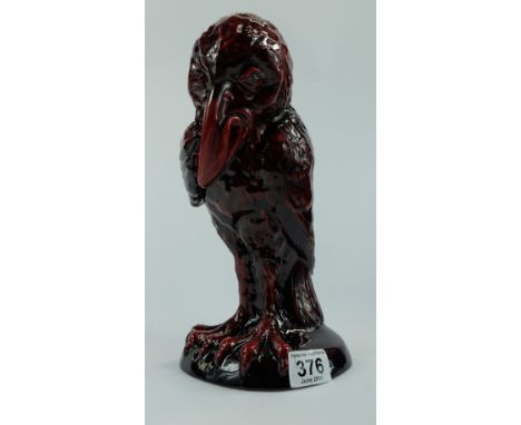 Peggy Davies figure of a grotesque bird- The Whisperer- modelled by Robert Tabbenor in Ruby Fusion colourway 