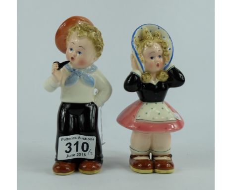 Pair of unmarked Italian figures in the Lenci style (2)