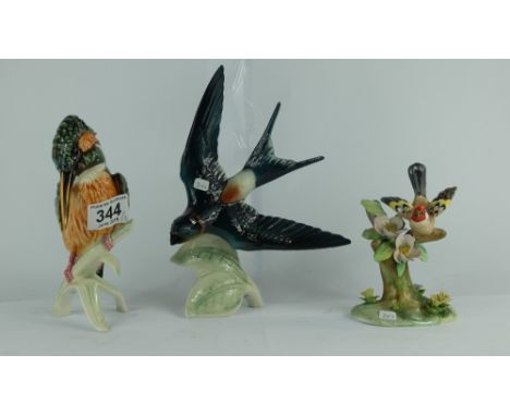 Goebel Kingfisher CV123, Swallow CV85 and Crown Staffordshire of Goldfinch (3)