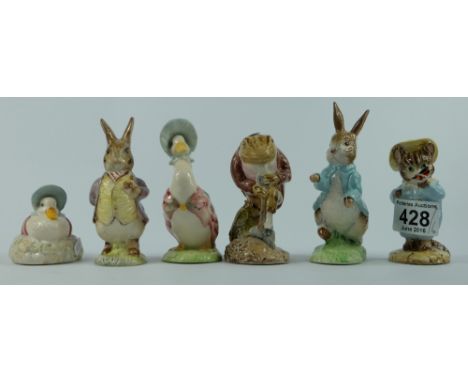 Royal Albert Beatrix Potter figures Jemima Puddleduck made a feather nest, Jemima Puddleduck, Mr Jeremy Fisher Digging, Peter