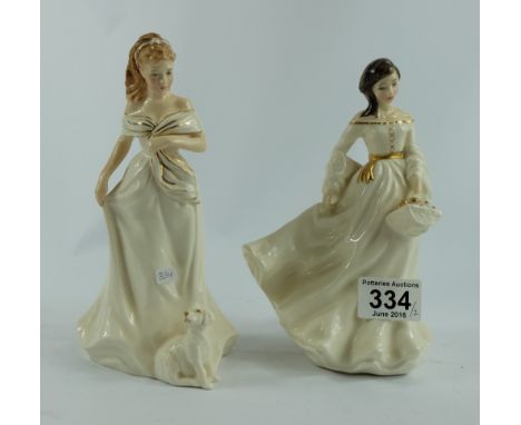 Royal Doulton lady figures Morning Walk HN3860 and Spring Morning HN3725 (2)