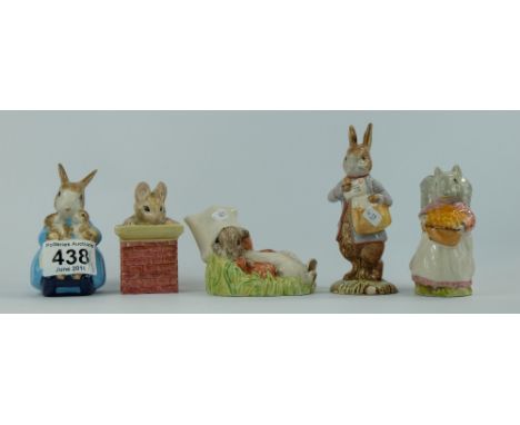 A collection of Royal Albert Beatrix Potter figures to include Mrs Rabbit and Bunnies, Tom Thumb, Benjamin Wakes Up, Goody Ti