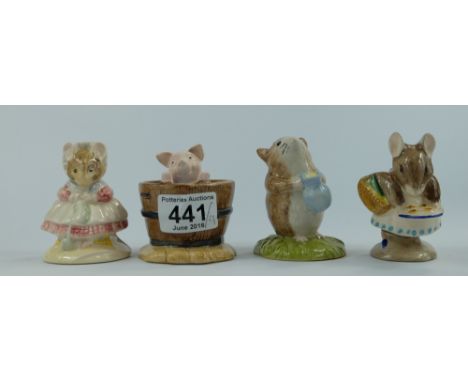 Beswick Beatrix Potter figures all BP10a Appley Dapply, Timmy Willie Fetching Milk, Yock-Yock in the tub and The Old Woman wh