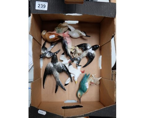A collection of ceramic bird wall plaques (9)