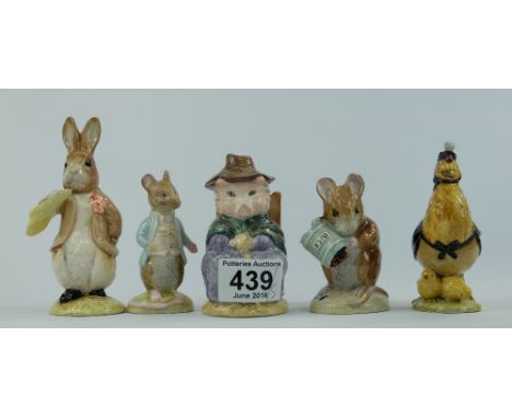 A collection of Royal Albert Beatrix Potter figures to include Sally Henny Penny, Hunca Munca Spills the Beads, Johnny Townmo