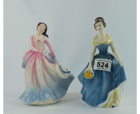 Royal Doulton lady figures Melanie HN2271 and Barbara limited edition HN3441 (small chip to edge of dress) (2)