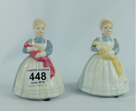 Royal Doulton figures The Rag Doll HN2142 and another prototype example but in different colour way  (2)