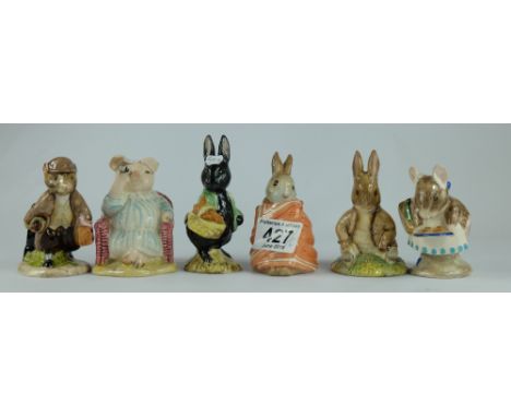Royal Albert Beatrix Potter figures Little Pig Robinson Spying, Benjamin Bunny Sat on a bank, Poorly Peter Rabbit, Little Bla