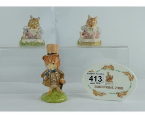 A collection of figures to include Royal Doulton Brambly Hedge figures Mr Toadflax DBH10 X2, Beswick Beatrix Potter Figure Am