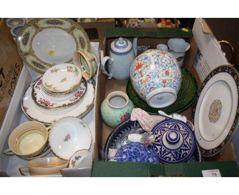 TWO TRAYS OF ASSORTED CERAMICS TO INCLUDE ROYAL WORCESTER AND WEDGWOOD CABINET PLATES ETC. 