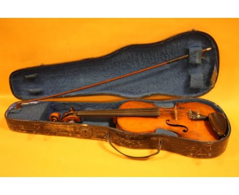 AN ALFRED MORITZ (EXCELSIOR) VIOLIN, with two piece back, interior paper label reading 'Copy of Antonius Stradivarius especia