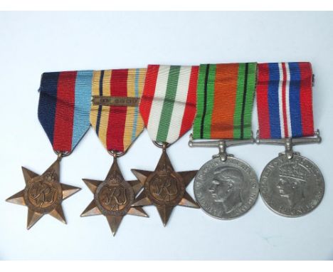WWII MEDAL GROUP OF FIVE TO INCLUDE 1ST ARMY AFRICA STAR ETC 