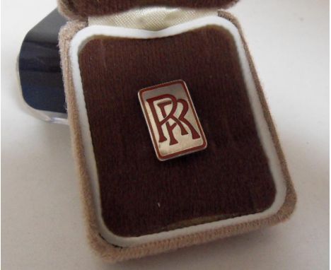 Rolls-Royce Derby silver presentation chauffeur's lapel badge, a very rare original silver badge with red enamel inlay, hallm