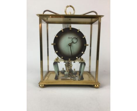 GERMAN KUNDO MANTEL CLOCK, in glazed case, 27cm high