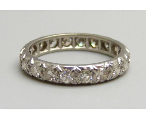 A white metal and diamond full eternity ring, 3.2g, M 