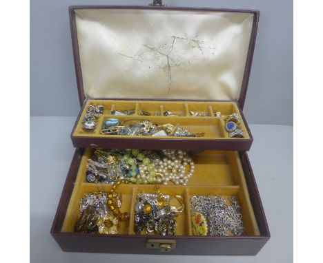 A case of vintage costume jewellery 