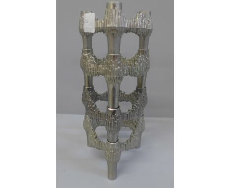 A set of four vintage 1970s German modular Nagel candle holders for Quist in chrome plated metal 