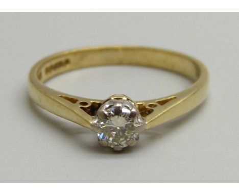 An 18ct gold and diamond solitaire ring, 0.25ct diamond weight marked in the shank, 2.4g, L 