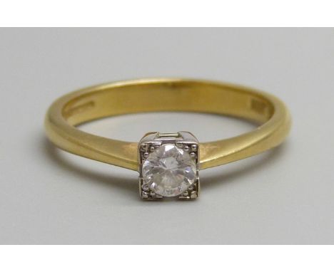 An 18ct gold and diamond set ring, 4g, P, 0.25ct diamond weight 