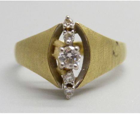 A 14ct gold, diamond set ring, 4.3g, P 