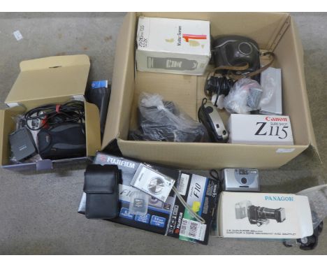 An Agfa Siletta automatic camera and various other digital cameras and equipment 
