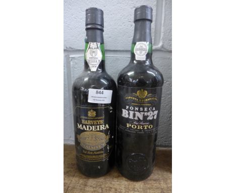Two bottles of vintage Port, Harveys Madeira and Bin no 27 Porto 