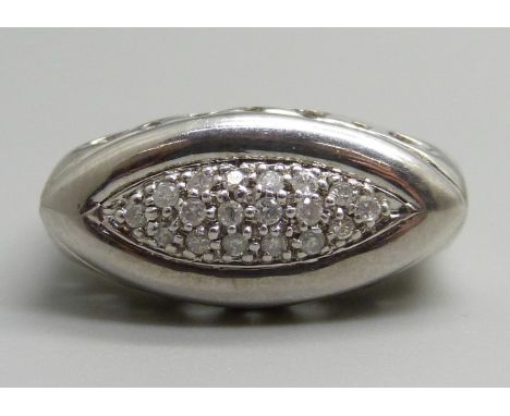 A 9ct white gold and diamond ring, 6.3g, M 