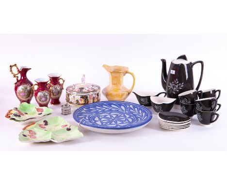 A collection of mixed china wares to include three Limoges vases, a silver napkin ring, Birmingham circa 1924, a Carlton Ware