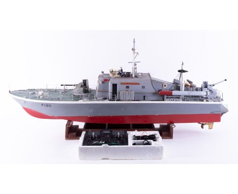 Remote Control, a scale model of boat 'Brave Borderer' with controller, length approx 125cm.