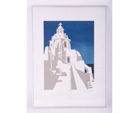 Geoffrey Lintott, a signed limited edition print 'Santorini 1' 7/25, 52cm x 38cm, framed and glazed.