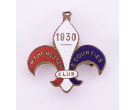 A silver and enamel badge inscribed Manchester &amp; Counties Club 1930 on the reverse 661, made by Lewis Badges of Birmingha