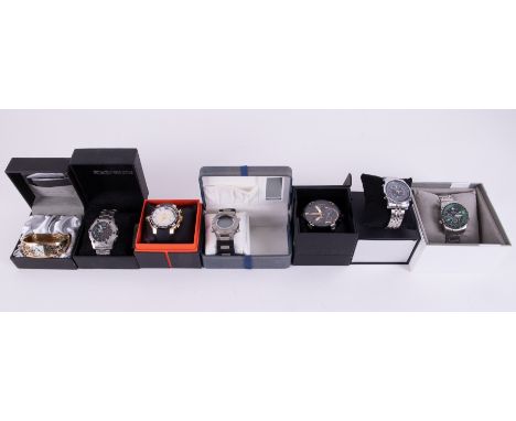 Seven various mainly gent's fashion watches including Diesel, Extreme, Oceanaut, Oskar, Adee Kaye and R Mackintosh, (7)