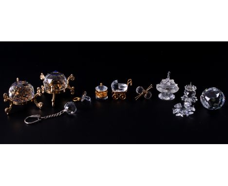 Swarovski Crystal Glass, small collection including 'Candlestick', 'Birthday Cake' etc.