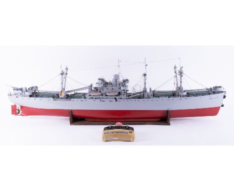 Remote Control, a scale model of a boat 'James Blair' with controller, length approx 134cm.