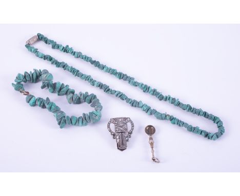 A mixed lot comprising of a rough cut Turquoise bead necklace, approx. 15" and a rough cut turquoise bead bracelet, approx. 1