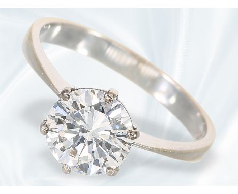 Ring: klassischer vintage Solitär/Brillantring mit besonders schönem Brillanten von ca. 1,8ct: Ca. Ø17,5mm, RG54, ca. 2,8g, 1