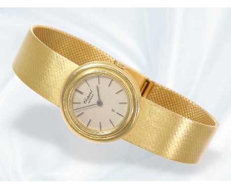Armbanduhr: hochwertige und ehemals teure vintage Damenuhr von Chopard, mit Zertifikat, 18K Gold: Ca. 18cm lang, ca. 49,8g, 1