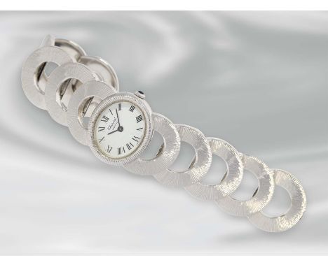 Armbanduhr: luxuriöse, sehr dekorative seltene vintage Damenuhr von Chopard, 18K Weißgold: Gehäuse ca. 26 x 23mm, ca. 81,6g, 