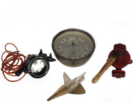 Nautical interest. A brass ships gimbal compass by Kelvin &amp; James White Ltd, Glasgow together with an early 1900s brass s