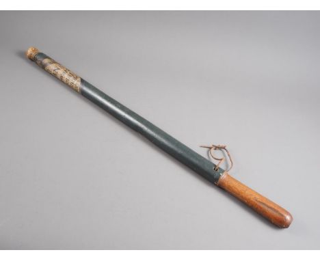 A Victorian truncheon/tipstaff with crown finial and painted decoration, "John Southwark Special Constable 1803", 30" long ov