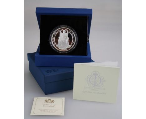 A Royal Mint 2012 5oz £10 coin, .999 silver proof. Boxed with Certificate of Authenticity, Diamond Jubilee