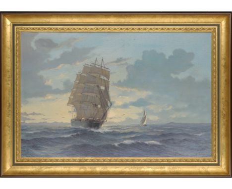 Kenneth Jepson, British 1932-1998- Maritime scene; oil on canvas, signed 'K. JEPSON' and dated '77' (lower right), 51 x 76 cm