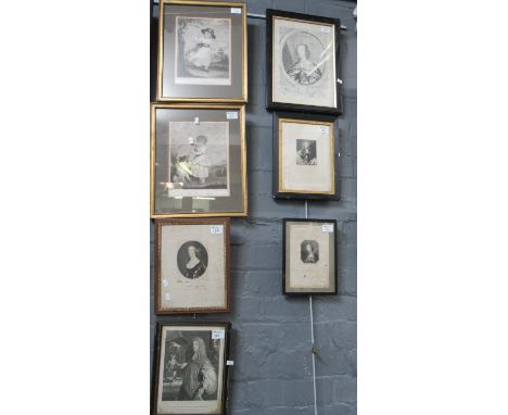 A collection of 18th and 19th century framed portrait engravings, to include 'Mr Philip Yorke', 'Lord Burgherst', 'Princess H