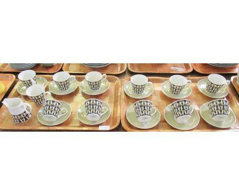 Three trays of assorted china to include: 12 Royal Tuscan 'Concerto' coffee cups with 11 saucers and a milk jug, together wit