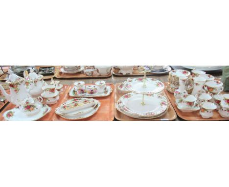 Four trays of Royal Albert 'Old Country Roses' fine bone china, to include: 6 coffee cups and saucers, 6 tea cups and saucers