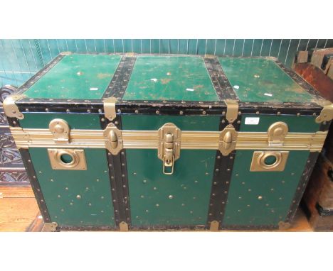 Vintage canvas and metal mounted travelling trunk.(B.P. 21% + VAT) 