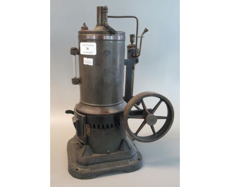 Early 20th century German Marklin live steam brass spirit fired vertical stationary engine, marked Wurttemberg with monogram.